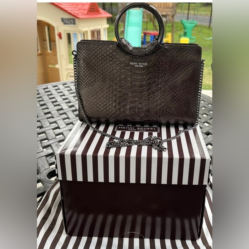HENRI BENDEL Mini Embossed Leather Satchel Bag